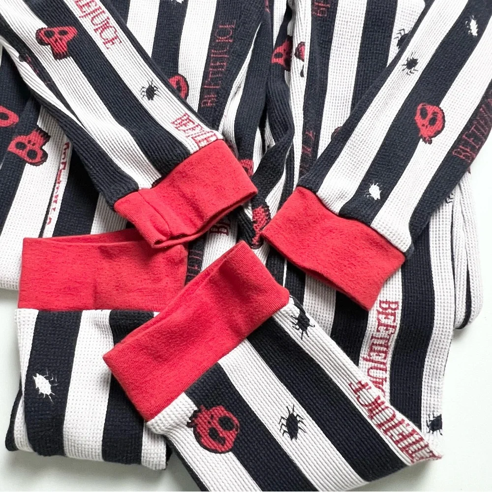 Beetlejuice x Forever 21 Kids Thermal Pajama Union Suit Skulls 13/14 L/XL